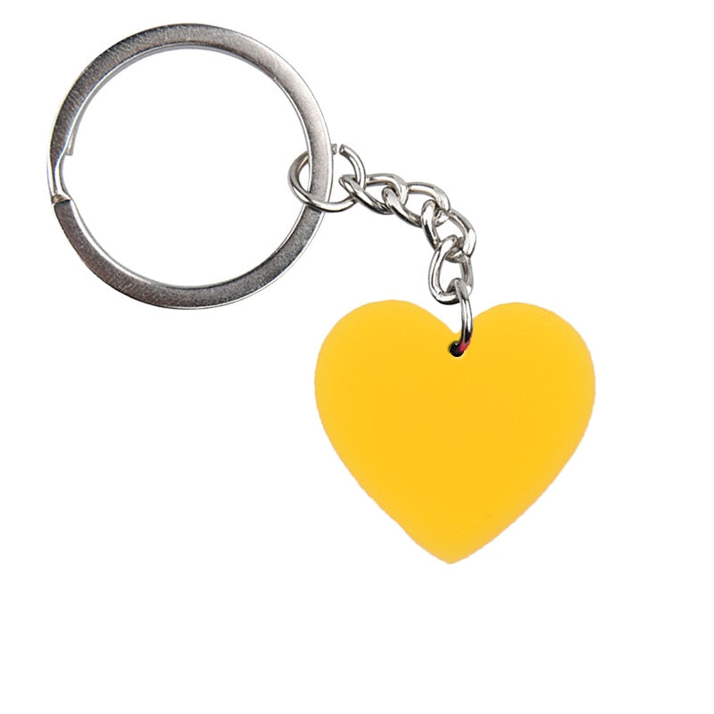 Yellow Heart Keychain Cartoon Creative Gift Key Holder Keyring Anime Souvenir