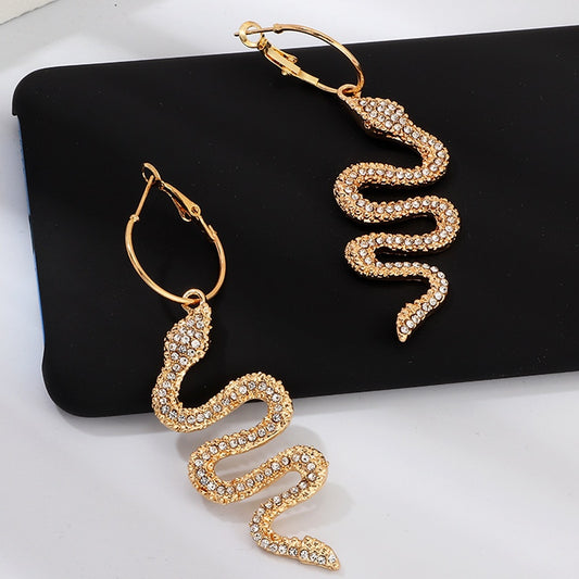 Rhinestone Snake Vintage Drop Earrings Women Party Wedding Jewelry Dangle Gifts