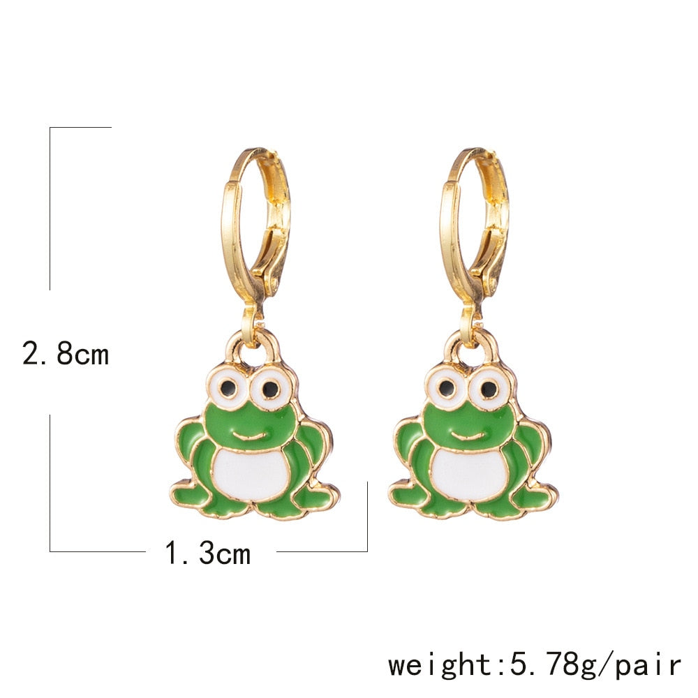 Cute Frog Enamel Drop Earrings Cartoon Ear Pendants Accessories Women Jewelry