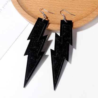 Black Lightning Drop Earrings Hip Hop Art Women Party Jewelry Ear Fashion