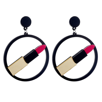 Lipstick Acrylic Drop Earrings Women Travel Fashion Cartoon Earrings Creative