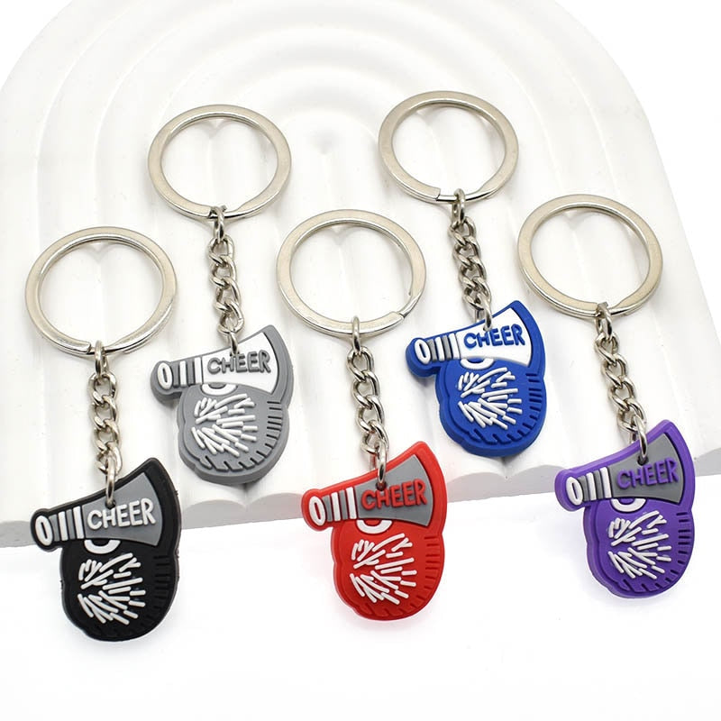 15 Styles Cheerleading Rubber Keychain Cheer Team Charms Keyring Teenager Gift