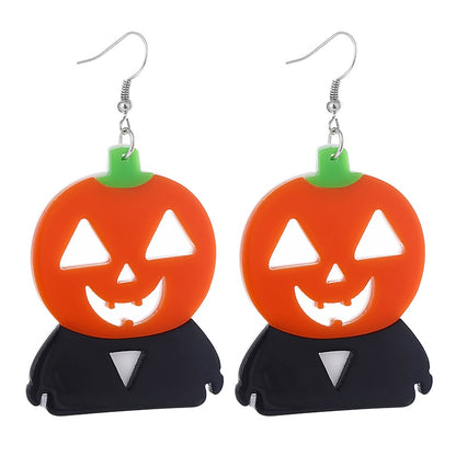 Pumpkin Head Acrylic Drop Earrings Women Travel Fashion Cartoon Earrings