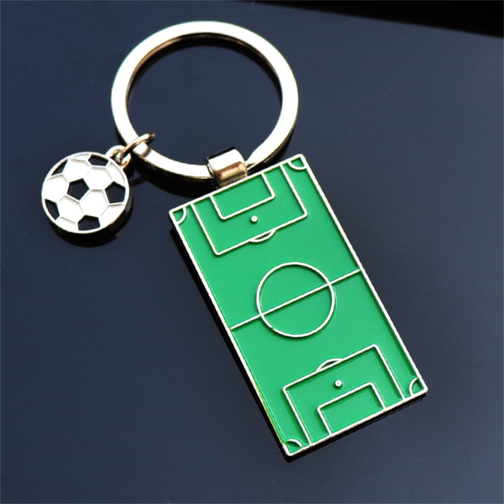 1pcs Creative Football Court Key Chain for Men Basketball Court Pendant Key Ring