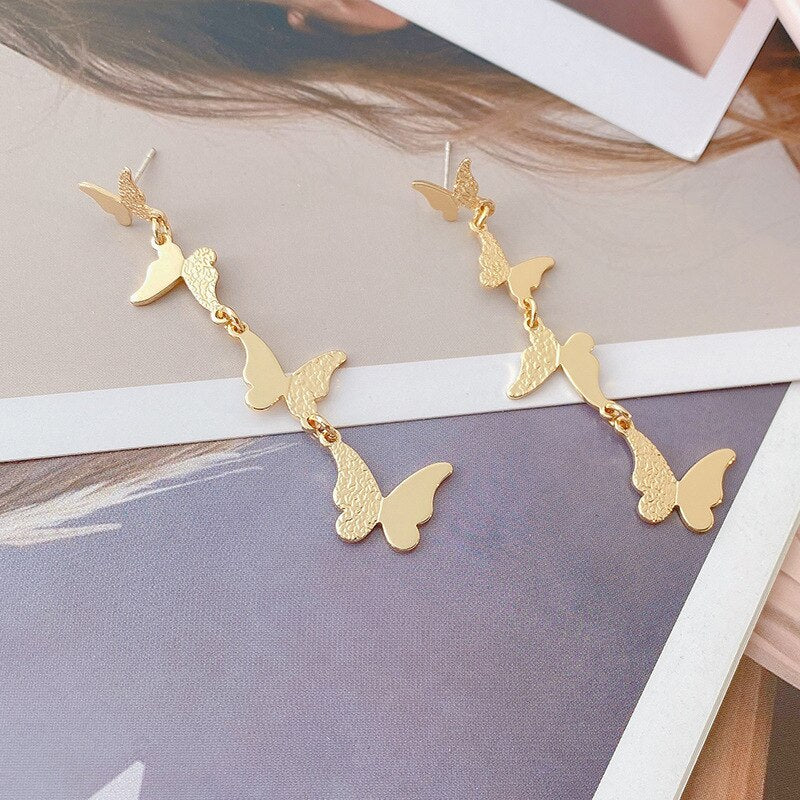 Layered Butterfly Drop Earrings for Fashion Stylish Jewelry Drop Earrings