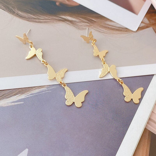 Layered Butterfly Drop Earrings for Fashion Stylish Jewelry Drop Earrings