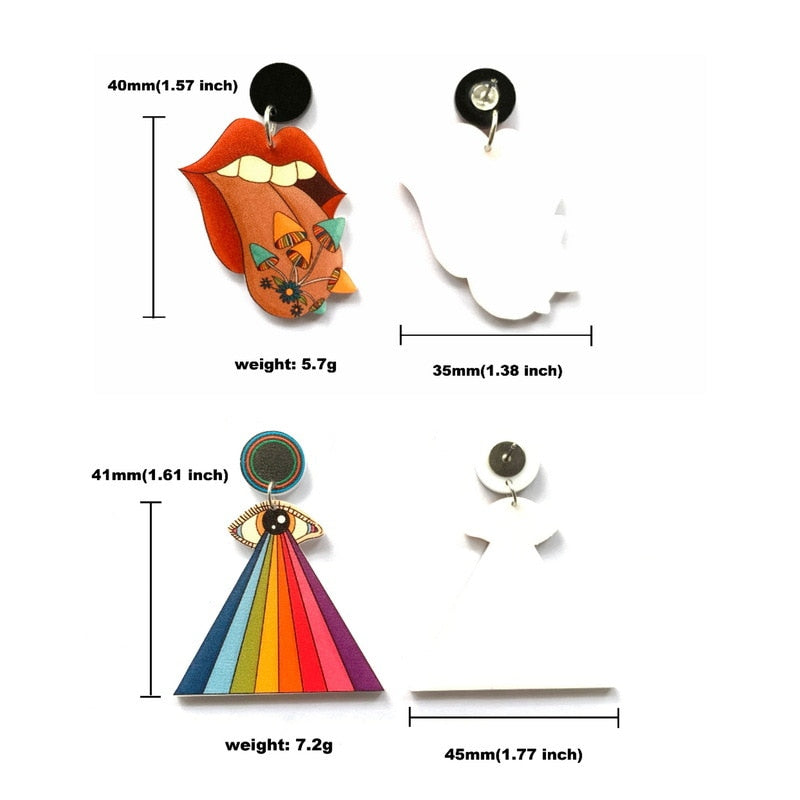 Rainbow Pyramid Drop Earrings Women Travel Fashion Cartoon Earrings Creative