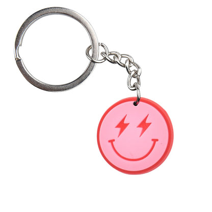 Pink Smily Face Keychain Gift Cute Charms Keyring Souvenir Handbag Accessories