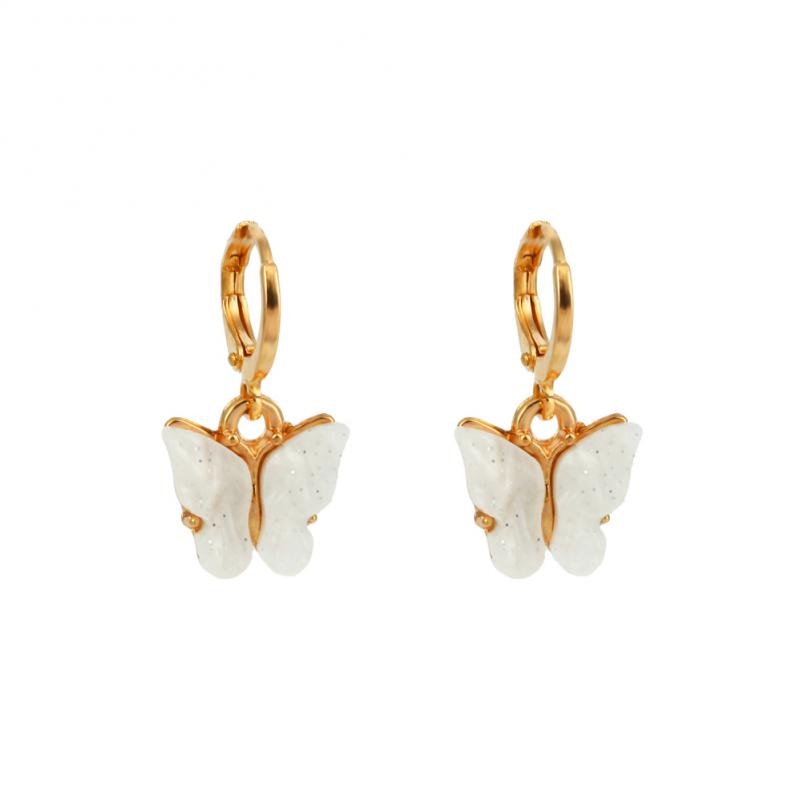 White Butterfly Drop Earrings Jewelry For Women Fashion Accessories Trendy Girl