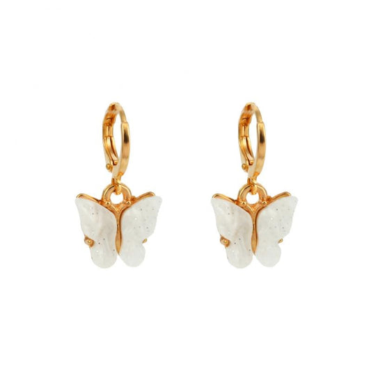 White Butterfly Drop Earrings Jewelry For Women Fashion Accessories Trendy Girl