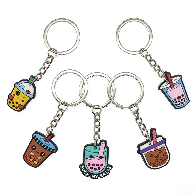 29 Styles Milk Tea Bubble Tea Cup Keychain Cartoon Key Holder Car handbag