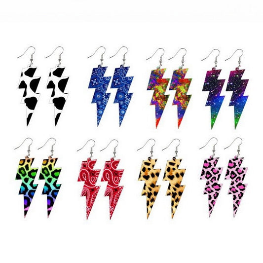 Splash Painting Big Lightning Dangle Earrings Women Girl Fashion Trendy Jewelry