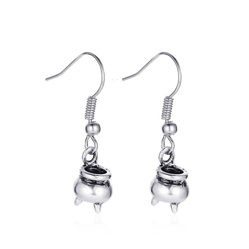 Boiling Pot Halloween Lady Cute Dangle Earrings for Women Jewelry Girls Earrings