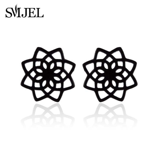 Hollow Flower Stainless Steel Earrings Women Jewelry Small Studs Gifts Earring