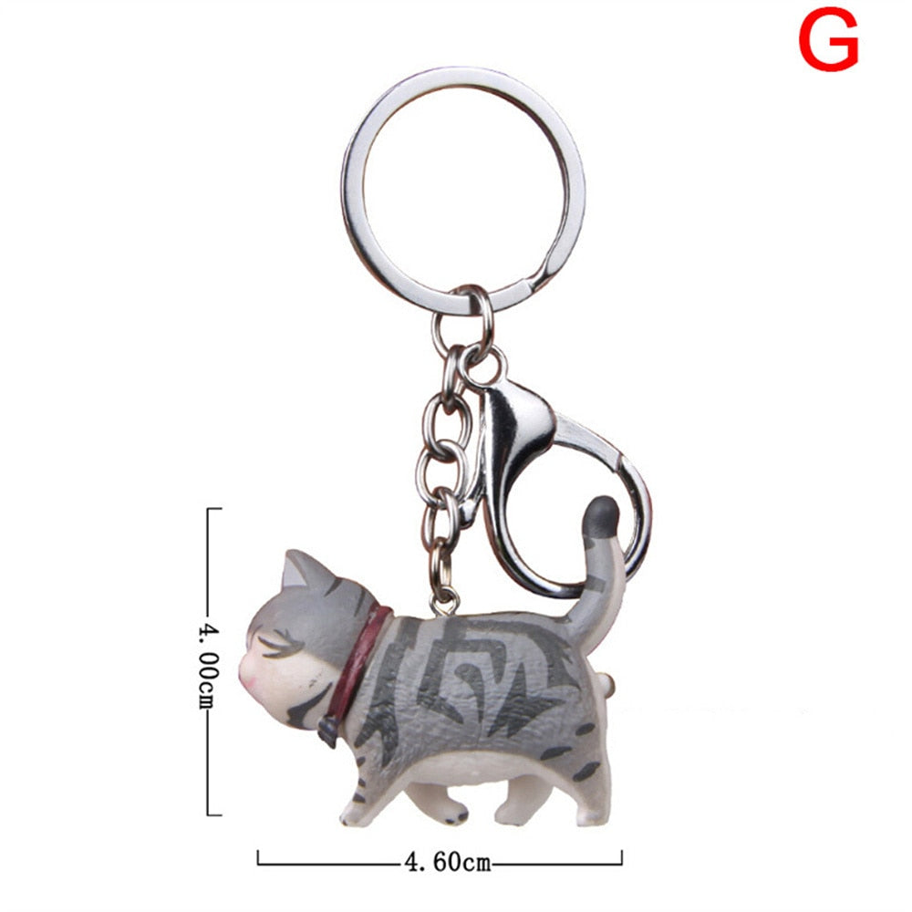 9 Colors Cute Cartoon Cat Pendant Keychain Fashion Bag Charms Ornament for Men