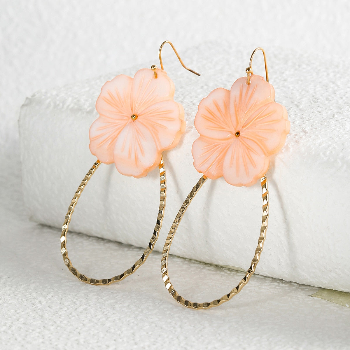 Peach Shell Flower Drop Earrings Jewelry For Women Fashion Accessories Trendy