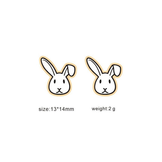 Easter White Rabbit Wooden Stud Earrings Women Gifts Earring Cute Girls Eardrop