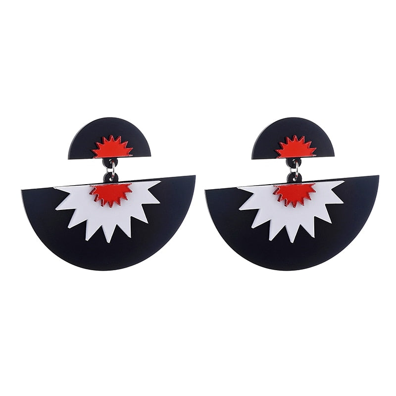 Fan Shaped Acrylic Drop Earrings Women Travel Fashion Cartoon Earrings Creative