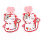 Cat with Small Hearts Drop Earrings Women Creativity Jewelry Cute Earring Girls