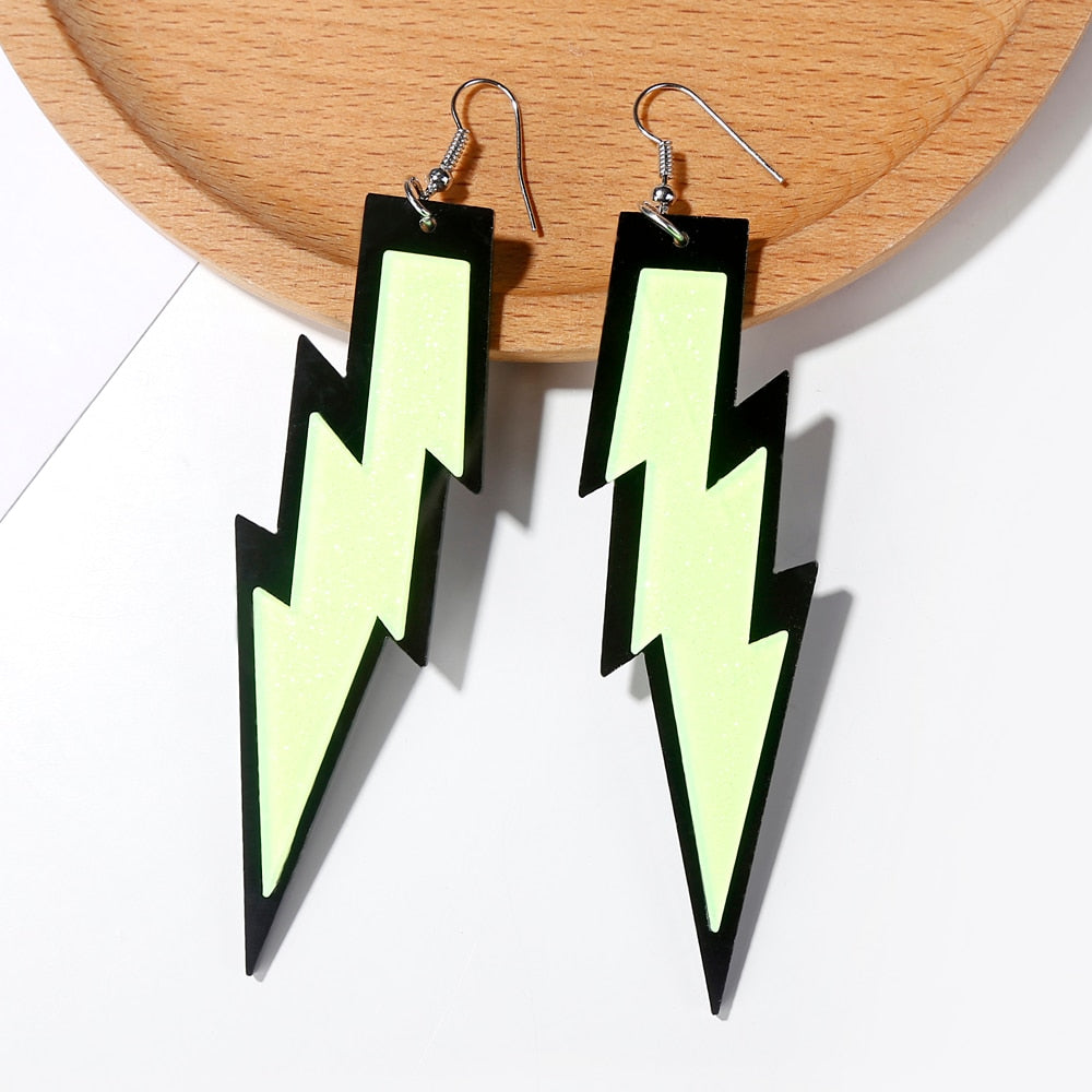 Fade Yellow Lightning Drop Earrings Hip Hop Art Women Party Jewelry Ear Fashion