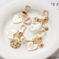 4 Styles Women Girls Heart Shell Keychain Fashion Letter Label Imitation Pearls
