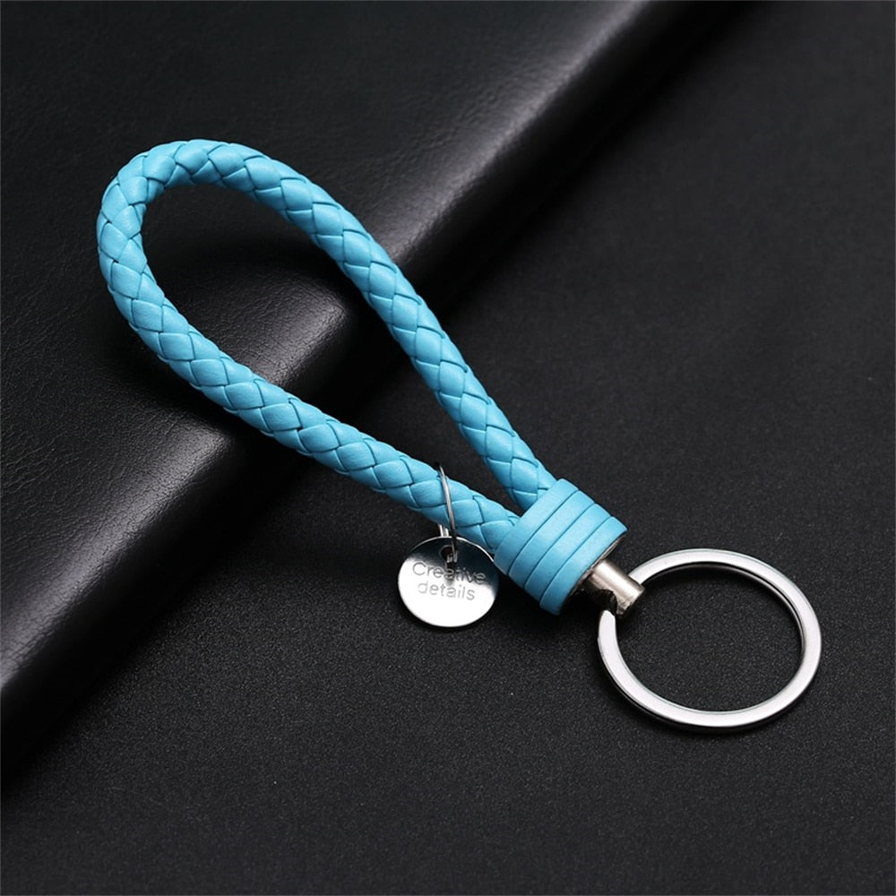 39 Styles PU Leather Braided Woven Rope Keychain DIY Bag Pendant Key Chain