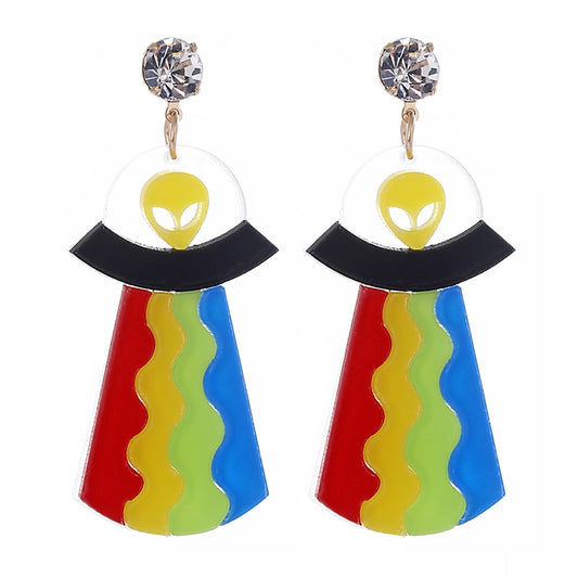 Rainbow Light Acrylic Drop Earrings Women Travel Fashion Cartoon Earrings