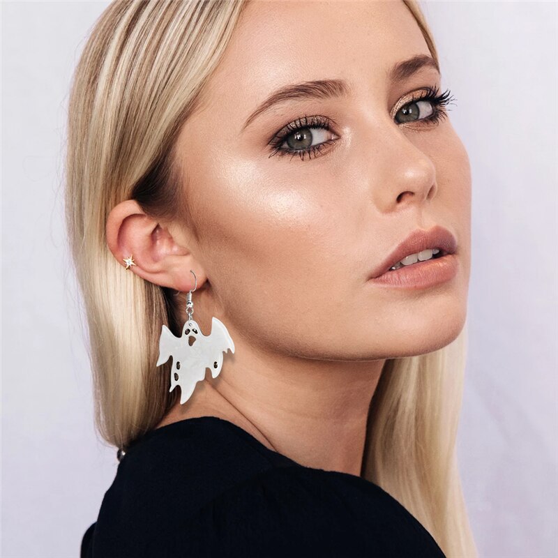 Ghost Pumpkin Skeleton Bat Acrylic Dangle Earring For Women Girl Fashion Modern