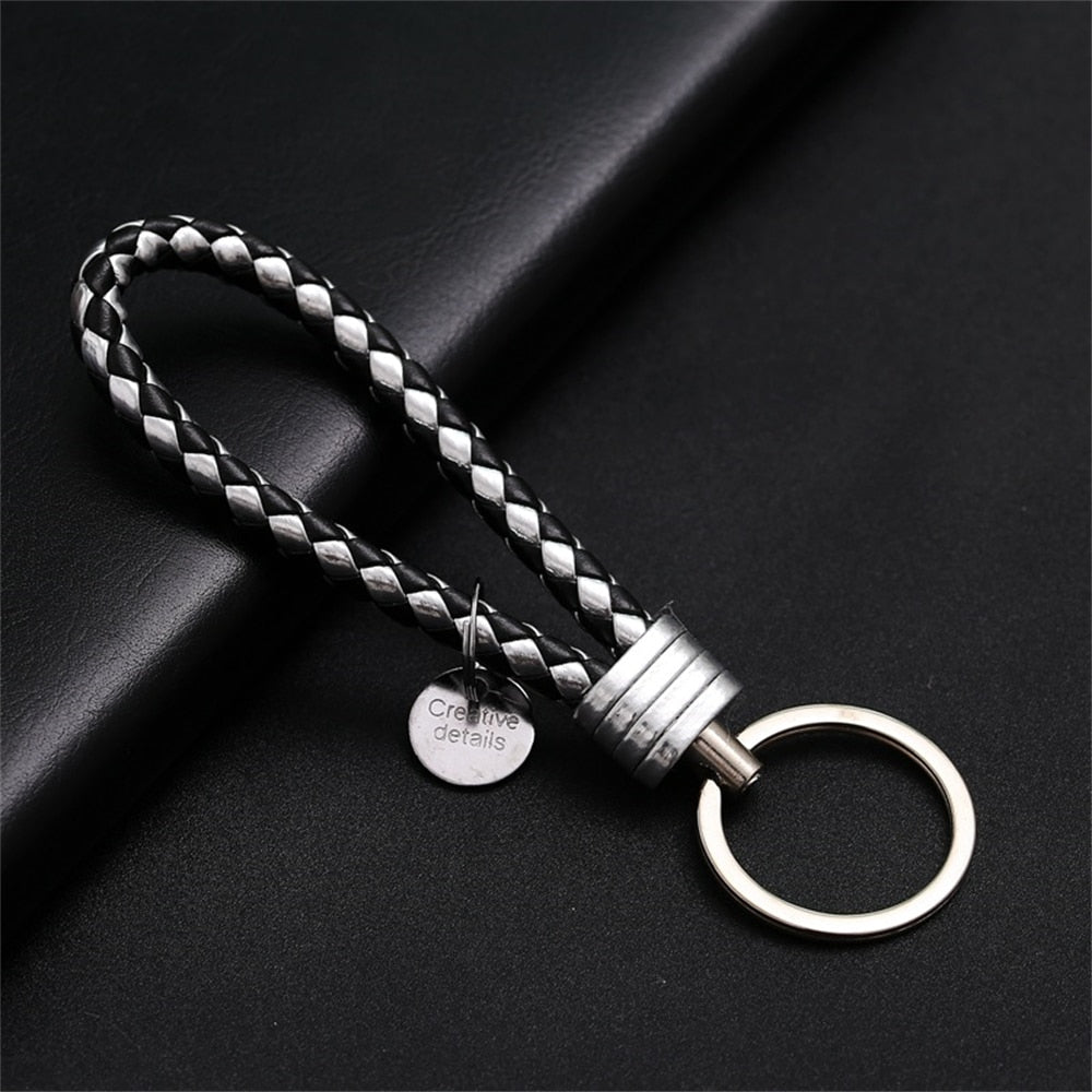 39 Styles PU Leather Braided Woven Rope Keychain DIY Bag Pendant Key Chain