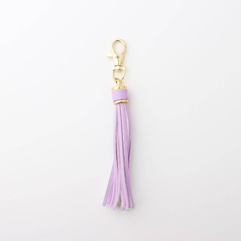 19 Colors PU Leather Tassel Keychain Cartoon Key Holder Car handbag Keyring Gift