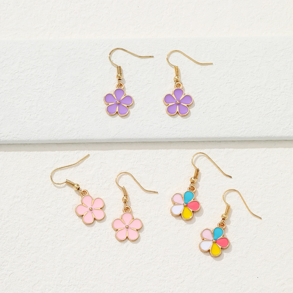 Multicolor Leaf Flower Drop Earrings Cartoon Ear Pendants Accessories Women