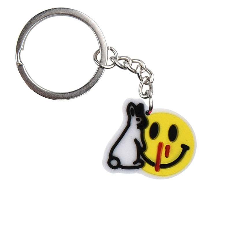 17 Styles Positivity Friends Yellow PVC Keychain for Women Charm Key Chain Women