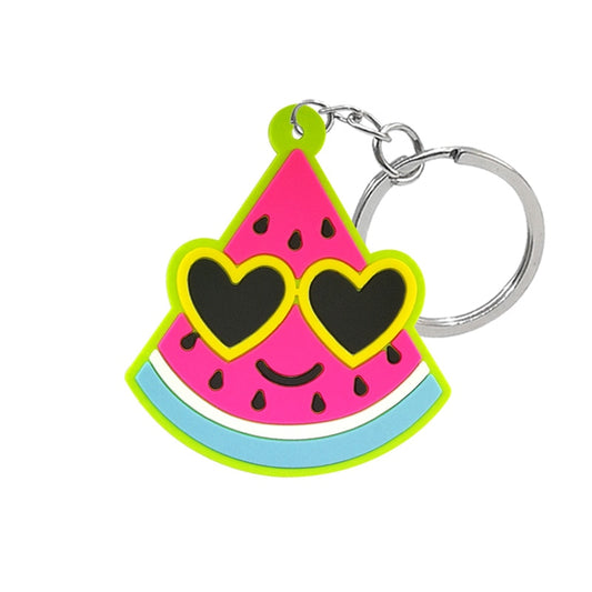 Watermelon And Glasses PVC Keychain Cartoon Decoration Charms Key Accessories