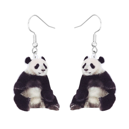 Realistic Panda Drop Earrings Women Fashion Creative Art Cute Stylish Jewelry