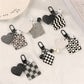 6 Styles Creative Acrylic Keychain Black White Plaid Keyring With Pearl Small