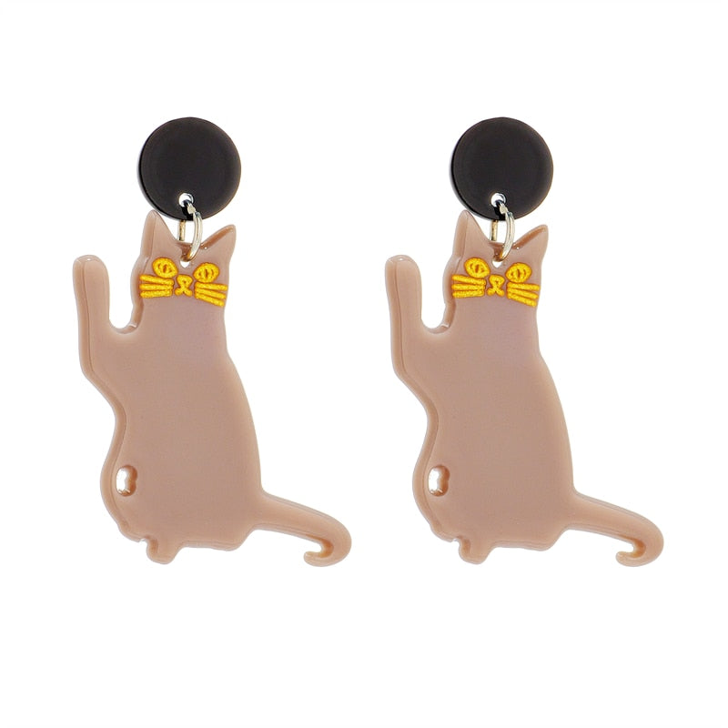 Taupe Cat Drop Earrings Women Travel Fashion Cartoon Earrings Creative Jewelry