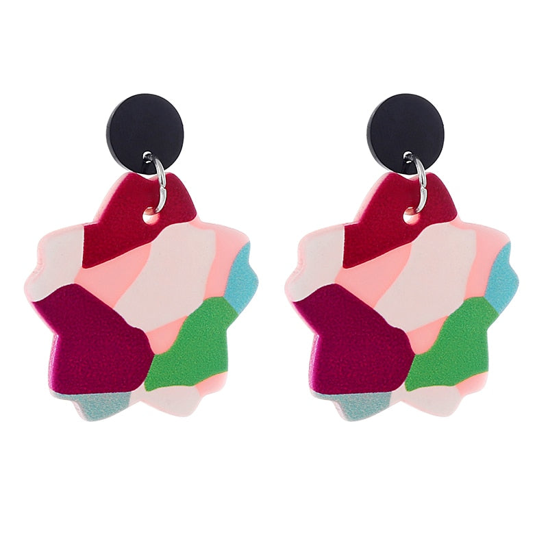 Stone Star Acrylic Drop Earrings Women Travel Fashion Cartoon Earrings Creative