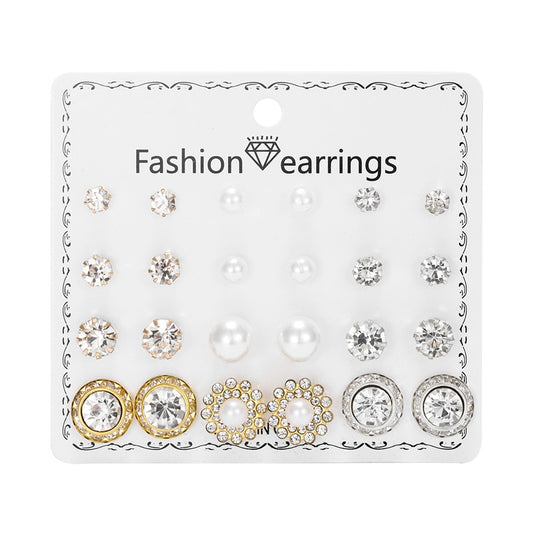 12 Pairs Creative Design Stud Earrings Women gift Earring Fashion Charm