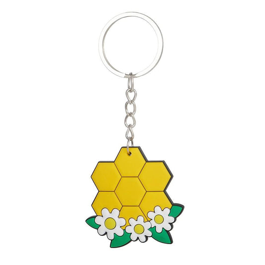 Bee Comb And Flowers Keychain Party Gift Cute Keyring Cartoon DIY Jewelry