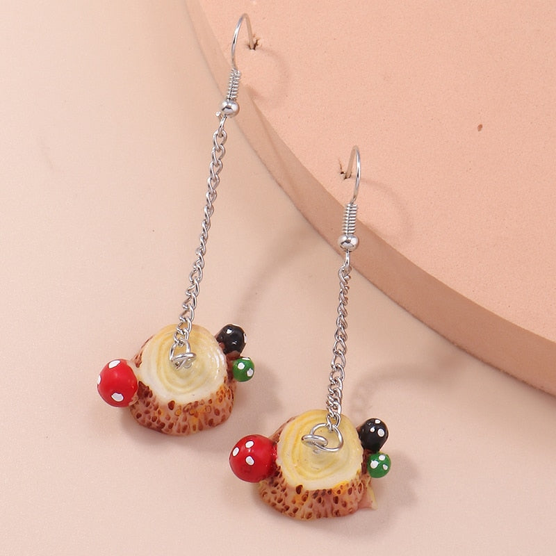 Mushrooms Tree Dangle Earrings Women Charms Earring Fashion Creative Jewelry