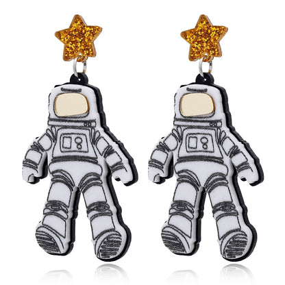 Astronaut Design Acrylic Drop Earrings Women Travel Fashion Cartoon Earrings