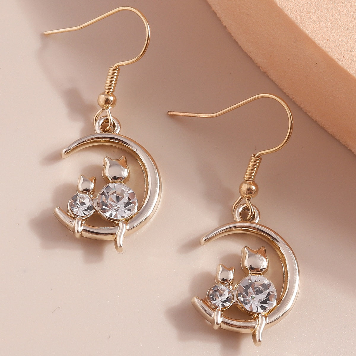 Cats and Moon Drop Earrings Women Gifts Earring Cute Girls Eardrop Jewelry