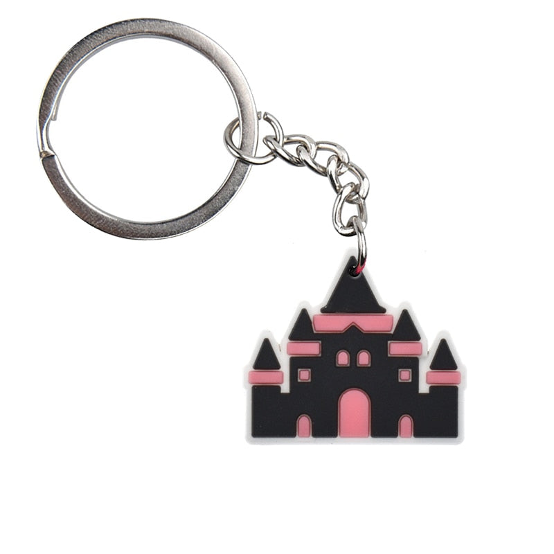 16 Styles Cartoon Pink Castle Cat Hat Funny Keychain Gift Cute Charms Keyring