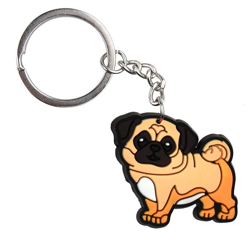 16 Styles PVC Cute Animal Cartoon Keychain Lovely Mini Dog Design Key Holder Fit