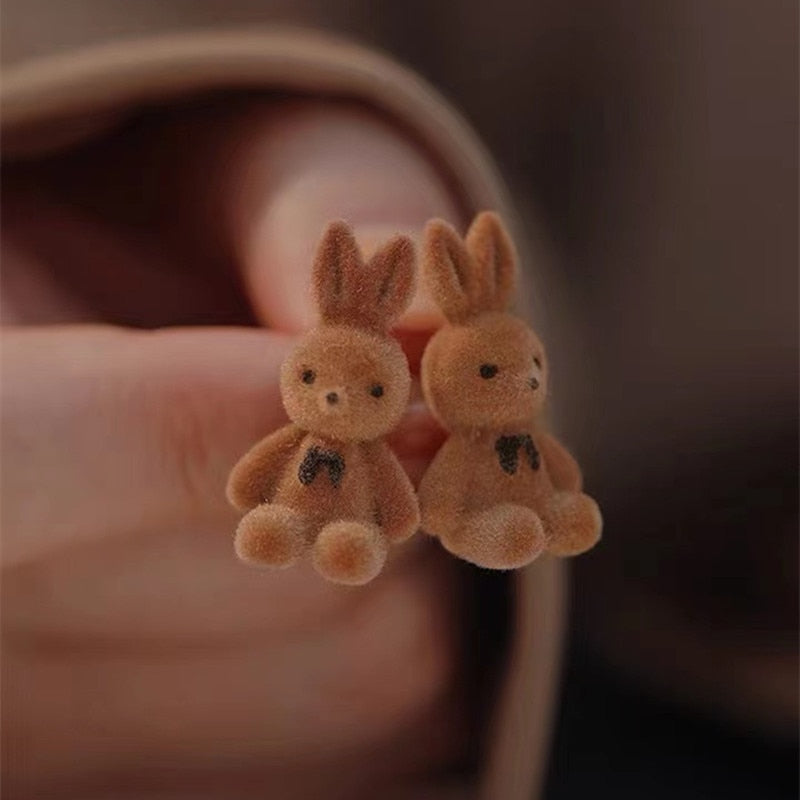 Brown Rabbit Stud Earrings Women gift Earring Fashion Charm Modern Jewelry