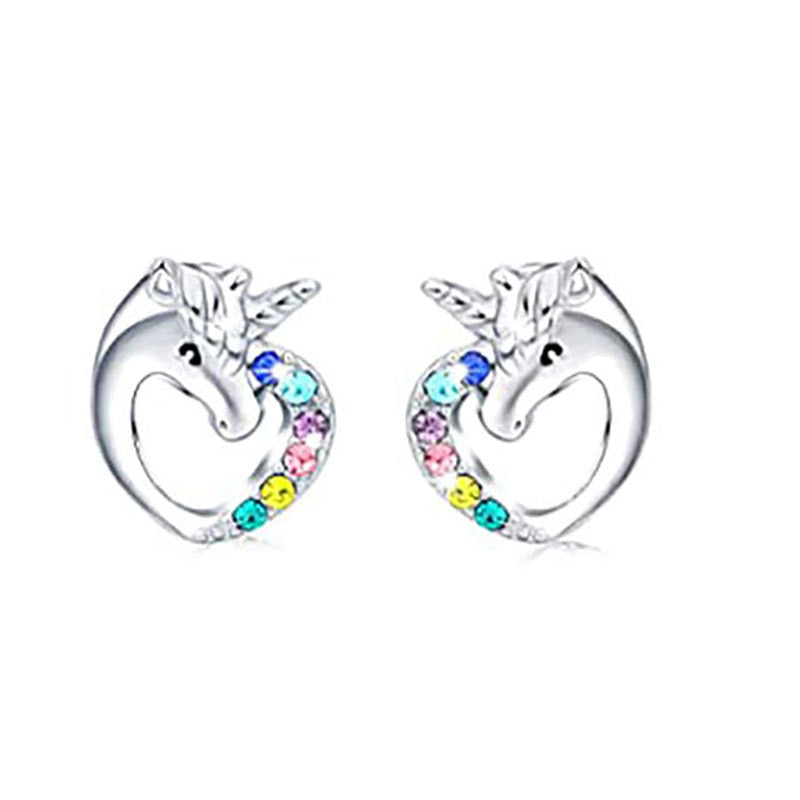 Unicorn Heart Fashion Stud Earrings Women Girl Earrings Jewelry Female Accessory