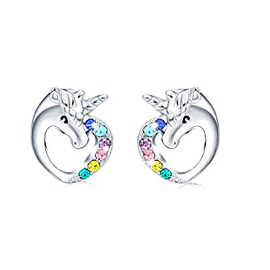 Three Color Unicorn Fashion Stud Earrings Women Girl Earrings Jewelry Female