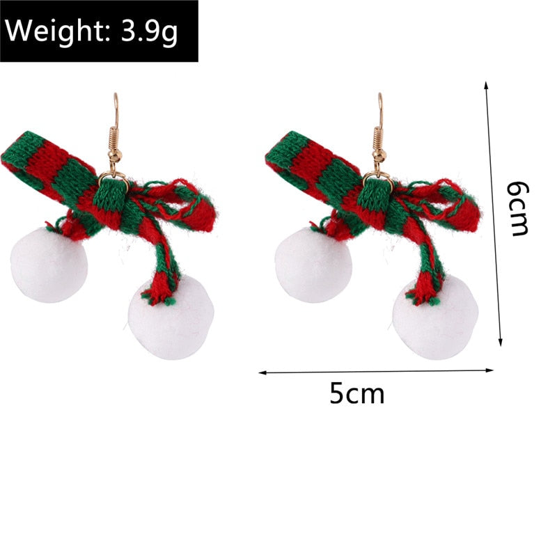 Red Green Scarf Bow Dangle Drop Earrings Women Charms Earring Fashion Creative