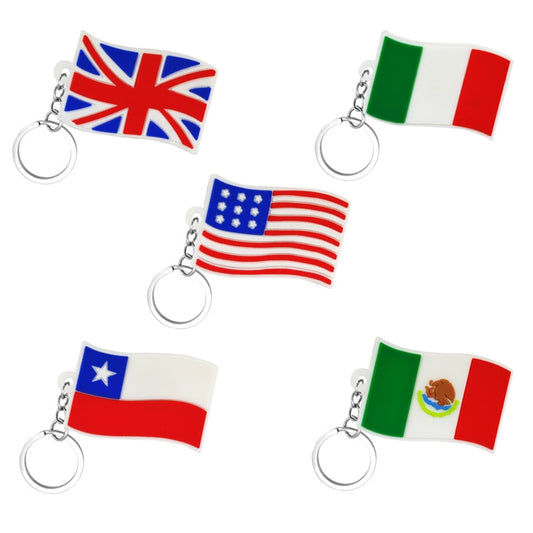 5 Styles Countries National Flag Keyring Cute Cartoon Style Keychains Bag Car