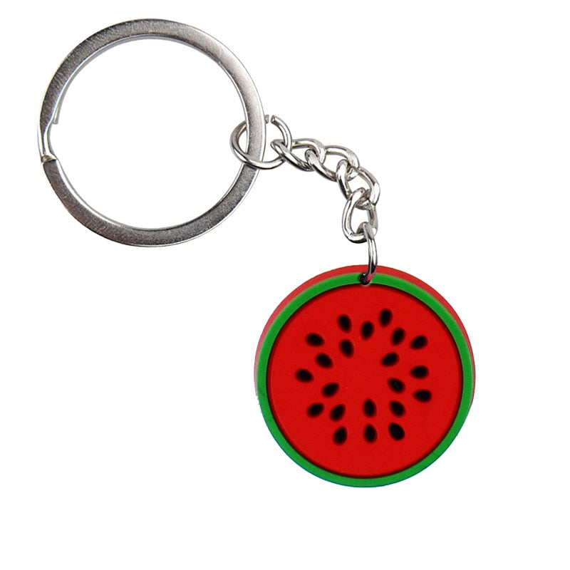 Fruit PVC Keyring Cartoon Keychains Souvenir Jewelry Bag Pendant Gift